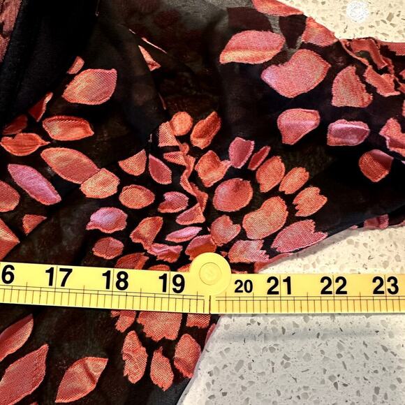 Alex Evenings Tie Front Blouse S Velvet Burnout Floral Whimsigoth Romantic Goth - Picture 6 of 9